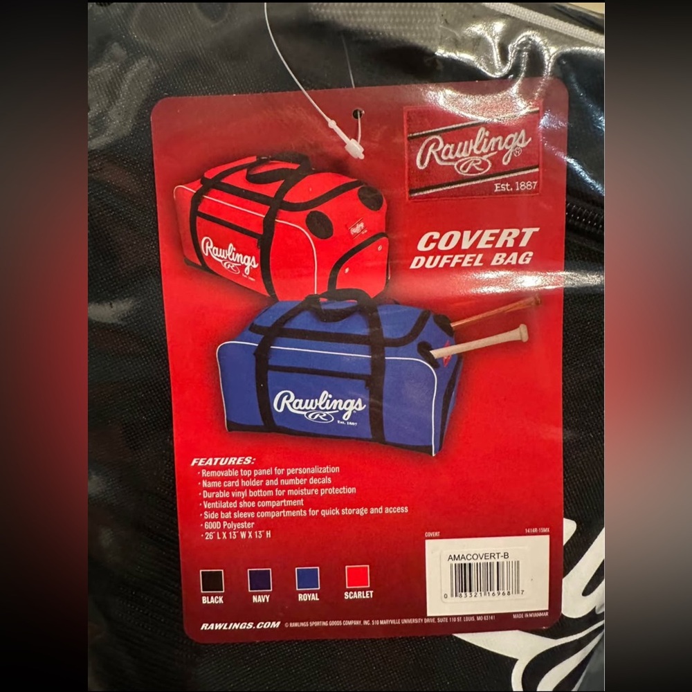 Rawlings Covert Baseball/Softball Duffel Bag - Black